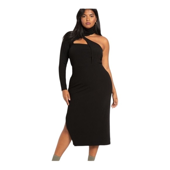 ELOQUII Asymmetrical One Shoulder Fitted Midi Sweater Dress Purple Size 22/24 - Picture 3 of 7